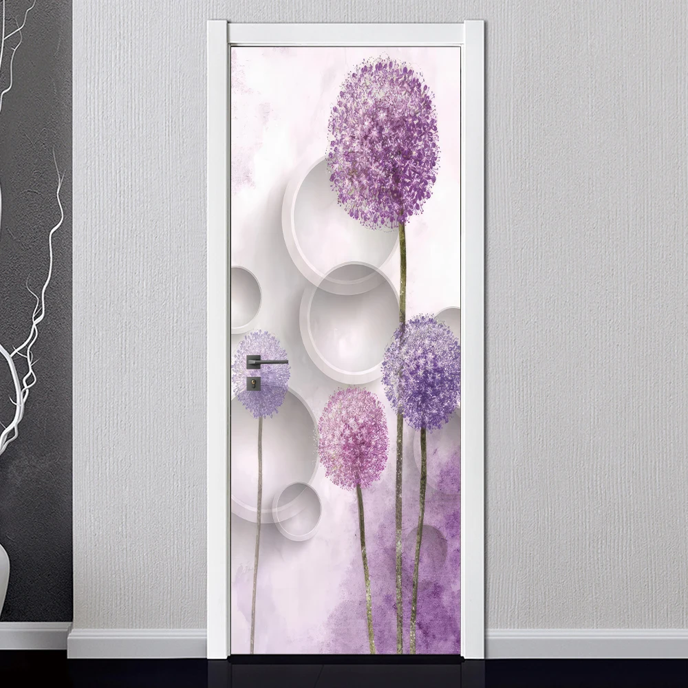 Красивые розы дверные наклейки ПВХ водонепроницаемые съемные обои натуральные