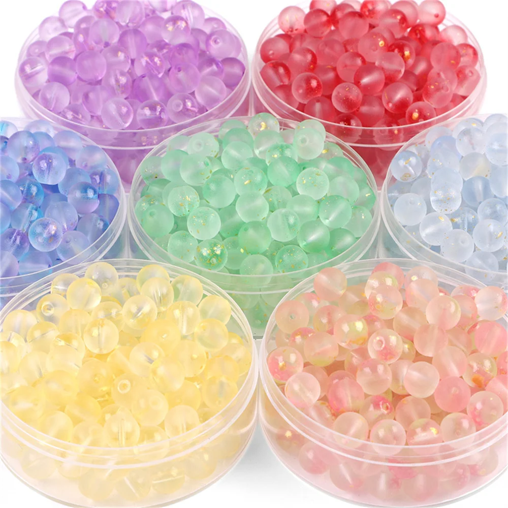 

8mm Fantasy frosted gold powder double spell glass beads loose beads handmade diy bracelet necklace beaded jewelry accessories