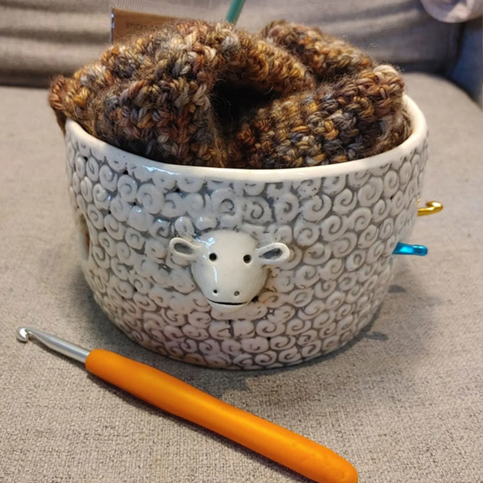 

Sheep Yarn Bowl Sheep Yarn Bowl Prevent Slipping Yarn Holder Supplies Organizer Prevent Slipping Handmade Craft Knitting Bowl