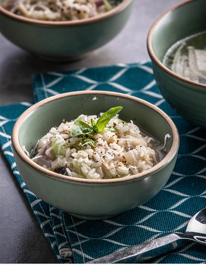 

Green Round Bowl Rice Bowl Home Ceramic Creative Eating Bowl European Style Bowl Tableware