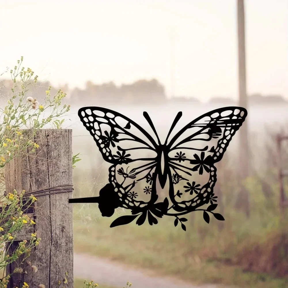 1 шт. Украсьте свой сад этим металлическим цветком бабочки 2024-Красивое уличное