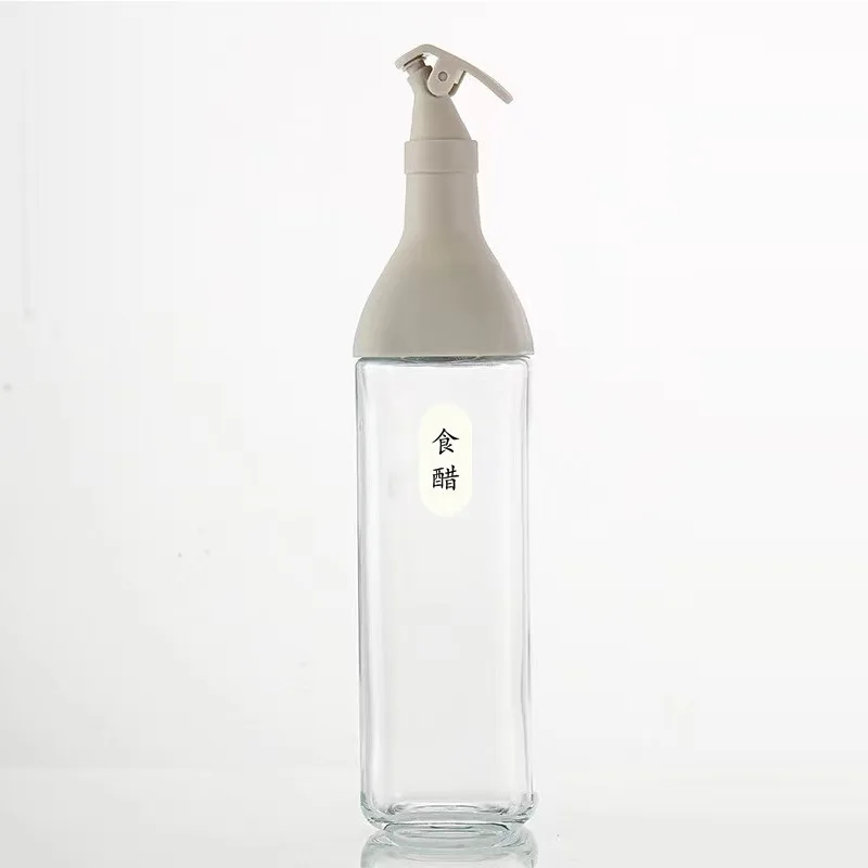 

Kitchen Edible Oil Vinegar Seasoning Bottle Automatic Opening Closing Oil Bottle Square Glass Oil Bottle Household Spice Tools