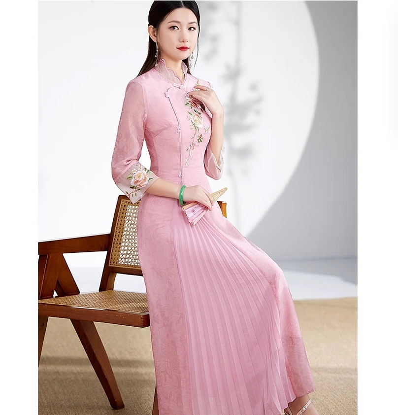Qipao Новый китайский стиль улучшенный летний молодежный стиль Высококачественное чайное платье в стиле ретро Китайской Республики (art.: 3920cef8d2ea1) - 3920cef8d2ea1