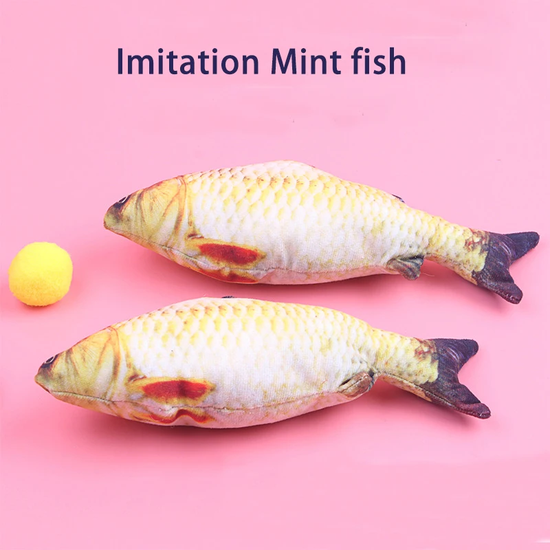 

Plush Imitation Mint Fish Pet Cat Toy Cat Tease Molars Cat Supplies Floppy Fish Toy Interactive Flopping Toys 1pc Creative