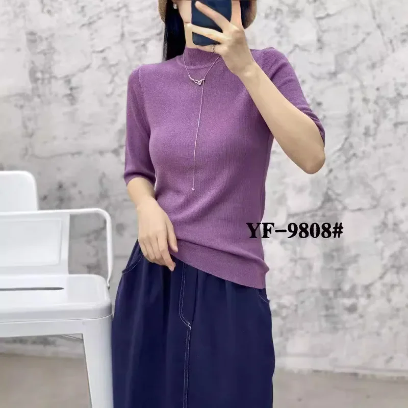 Элегантная художественная однотонная футболка с круглым вырезом и короткими