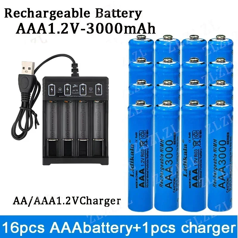 Новая аккумуляторная батарея 1 2 в AAA3000mAh + зарядное устройство щелочная