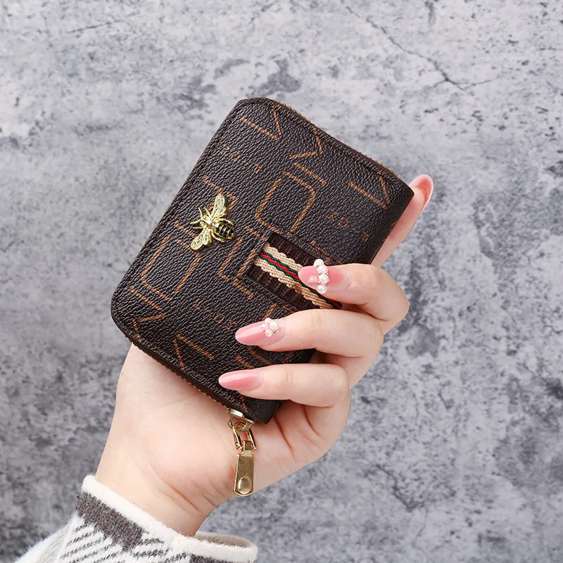 

New Casual Bee Wallet Multi-Slot Card Holder Zipper Coin Purse Small Clutch PU Money Bag Purse Cardholder Wallets for Women