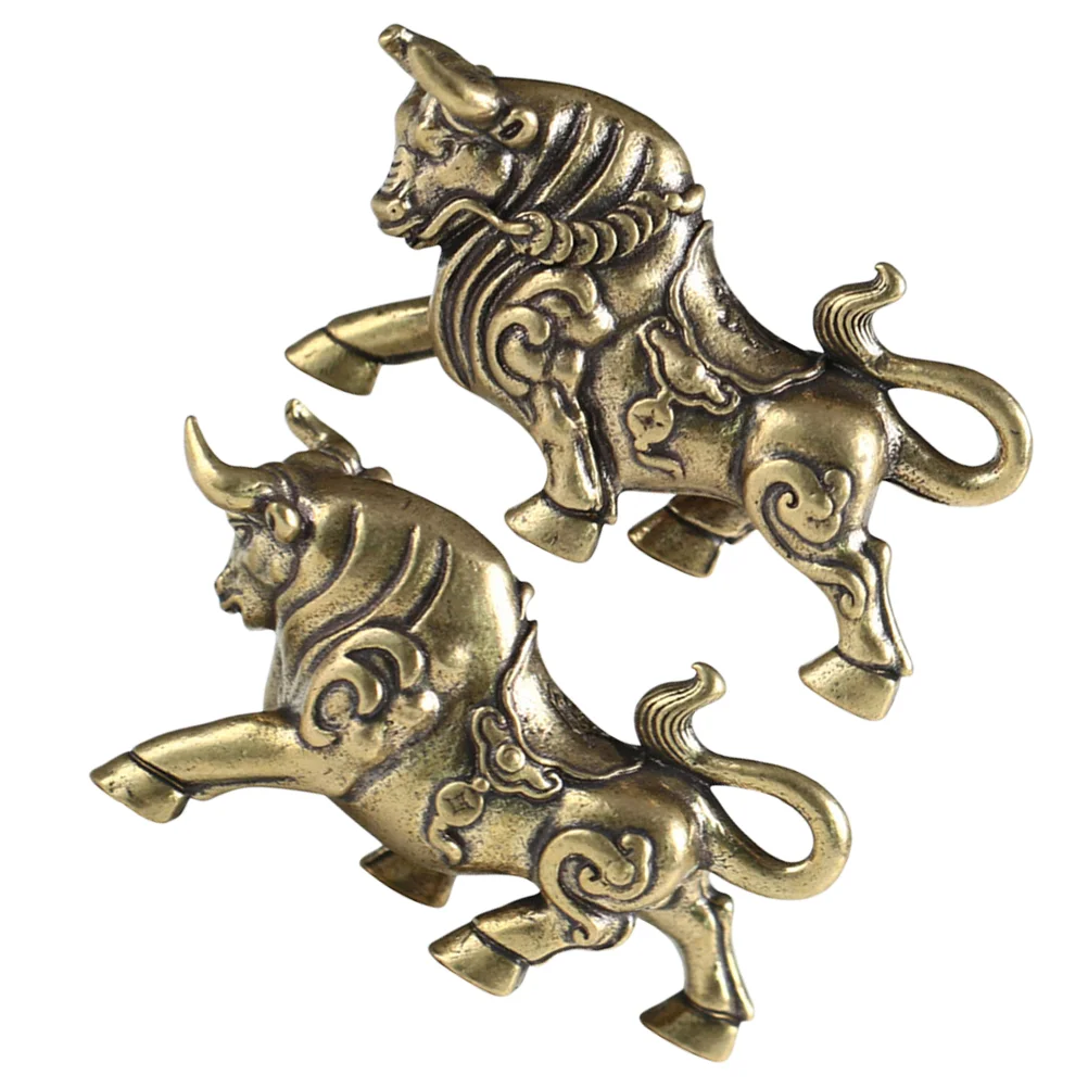 

Tabletop Decor Bull Brass Decorative Statue Chinese Style Office Sculpture Delicate