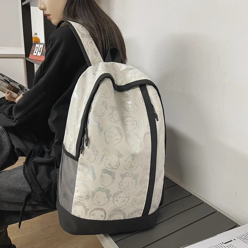 

Cartoon School Bags Casual Cool Fashion College Backpack Travel Men Women Graffiti For Teenage Girls Nylon 2021 New Student