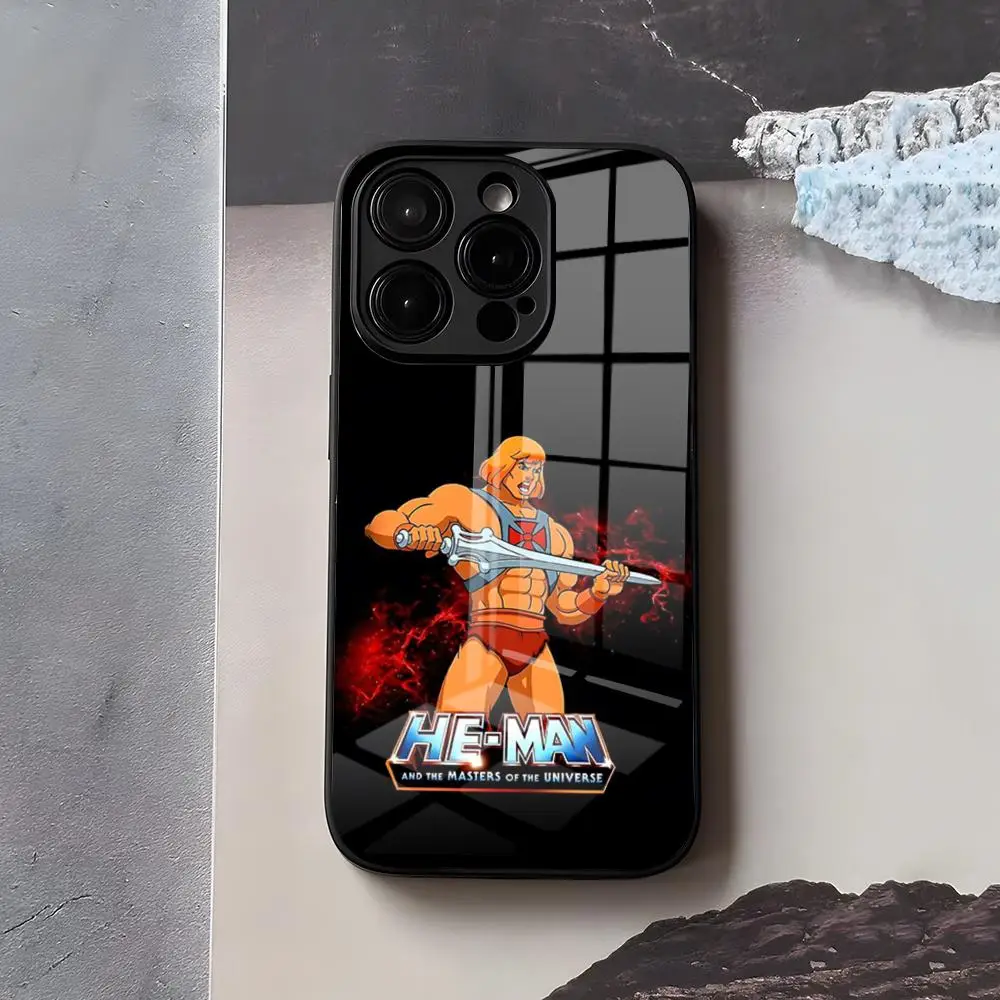Чехол H-He M-Man-S для iPhone 17 Air 16 E Pro Max 15 14 13 Mini 12 Pro 11 Max Plus, черный, стеклянный (art.: 3920d9715faae) - 3920d9715faae