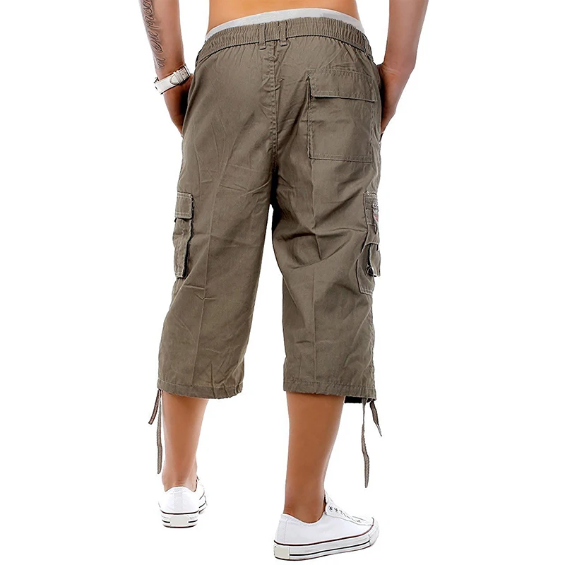 

Jxzom Men s Cargo Shorts Solid Color Relaxed Fit Capri Shorts Outdoor Multi-Pocket Below Knee Work Casual Shorts Khaki