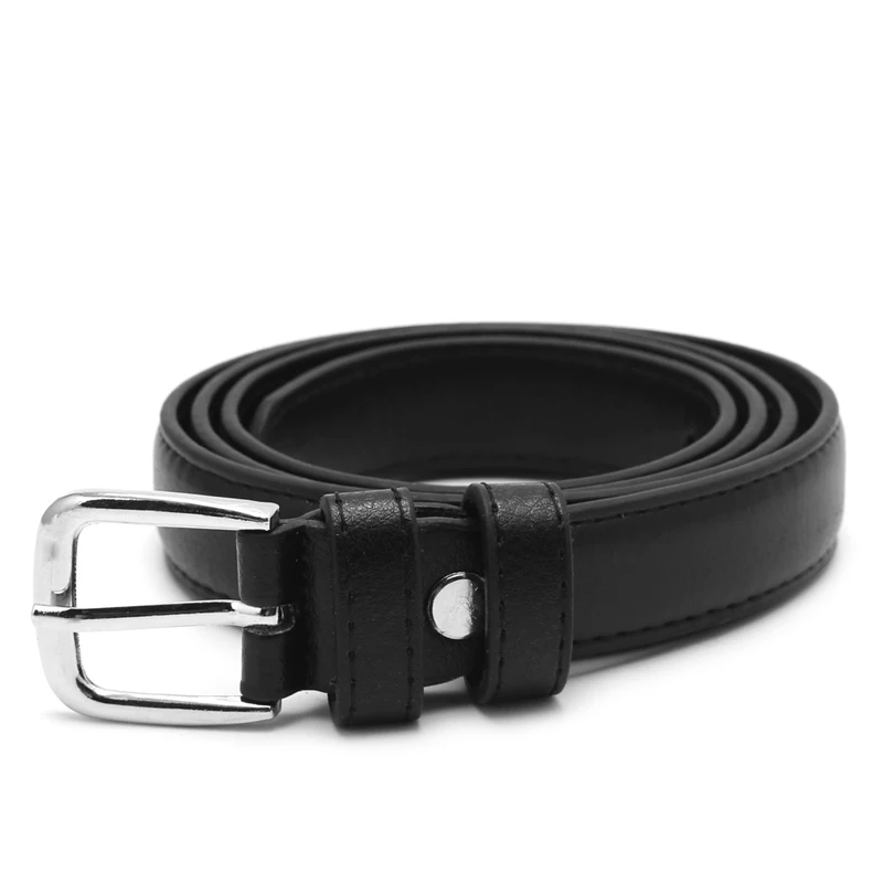 

N58F Fashion Female Antique Black Belt Metal Buckle Jeans Woman Faux Leather Belt