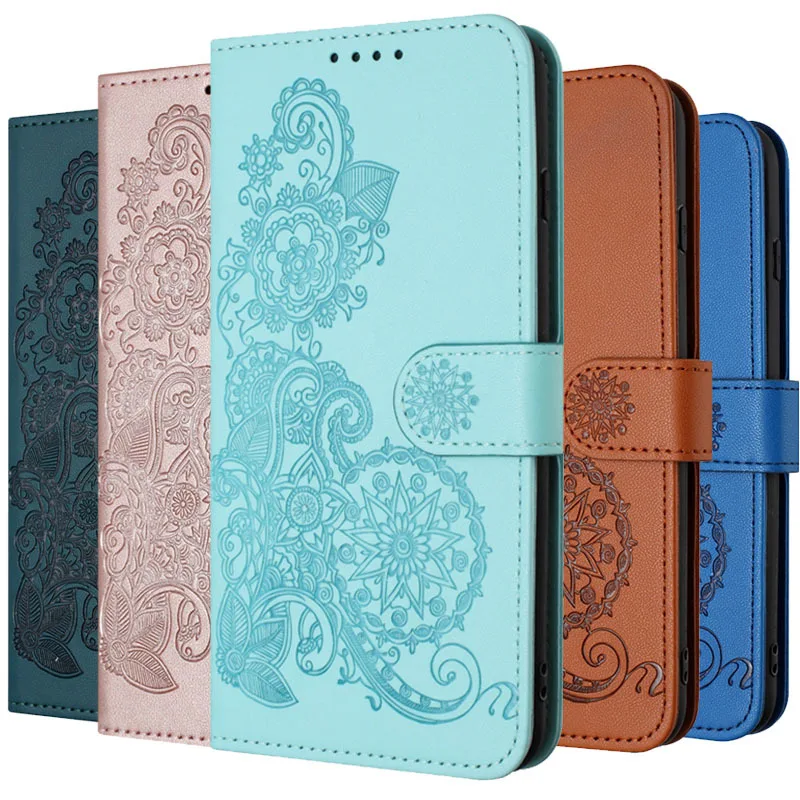 Кожаный чехол с вышивкой подсолнуха для Samsung Galaxy A10 A10E A11 A12 A13 A14 A15 A20 A20E A21 A21S 4G