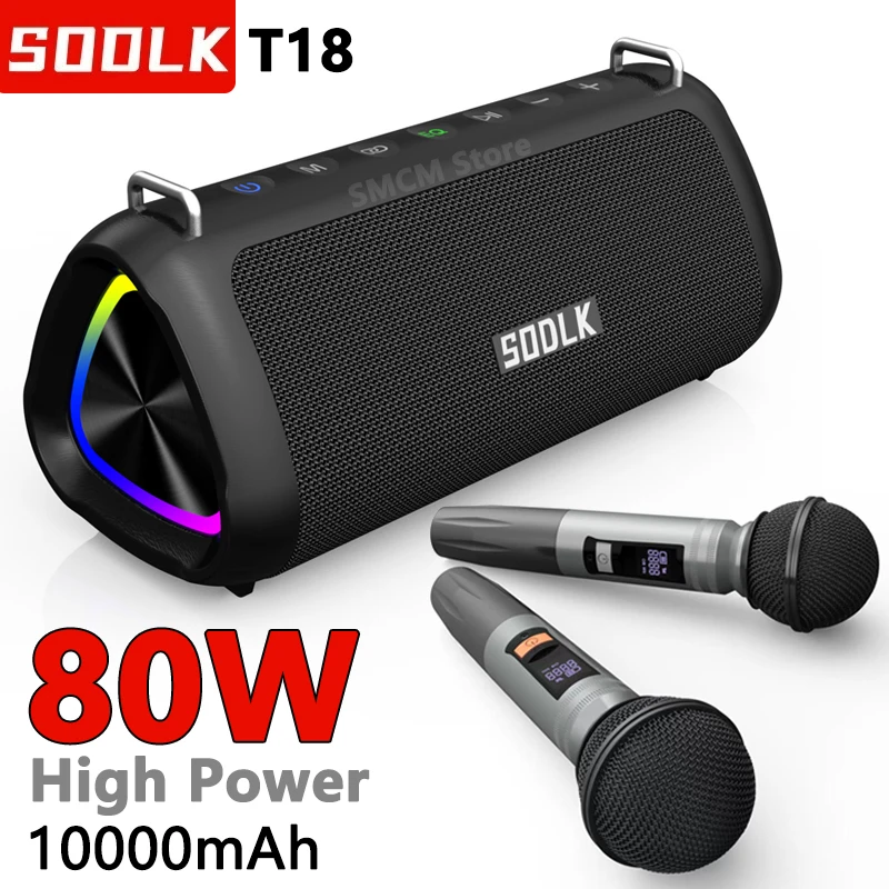 

SODLK T18 High-Power 80W Caixa De Som Bluetooth Speaker Outdoor Wireless Subwoofer Soundbar TES Party Karaoke Mega Bass With Mic