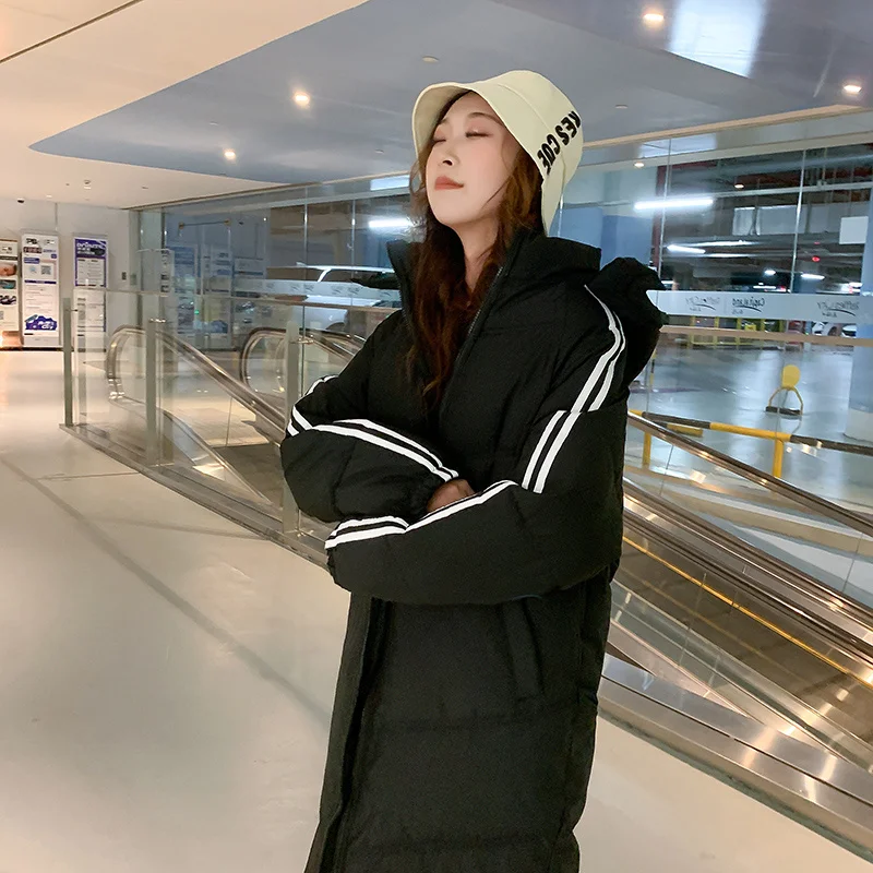 

Black Thickened Bread Coats Down Cotton Coat Women's Korean Loose Winter Coat Mid-length Cotton Jacket 2022 New Woman Parkas