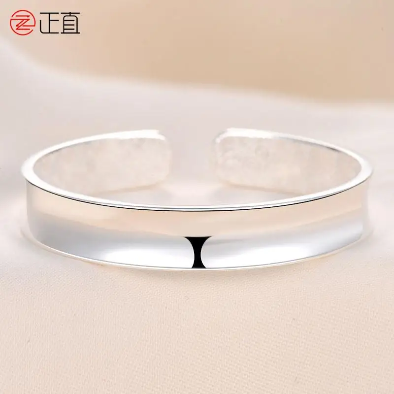 

Concave S925 Sterling Silver Girlfriend Fashion Versatile Mori Open Simple Glossy Bracelet Jewelry