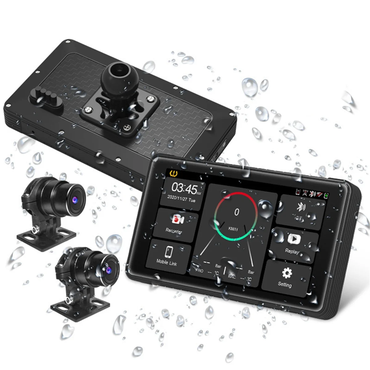 Мотоциклетный видеорегистратор Carplay Android Авто TPMS двойные HD 2K камеры GPS 5-дюймовый