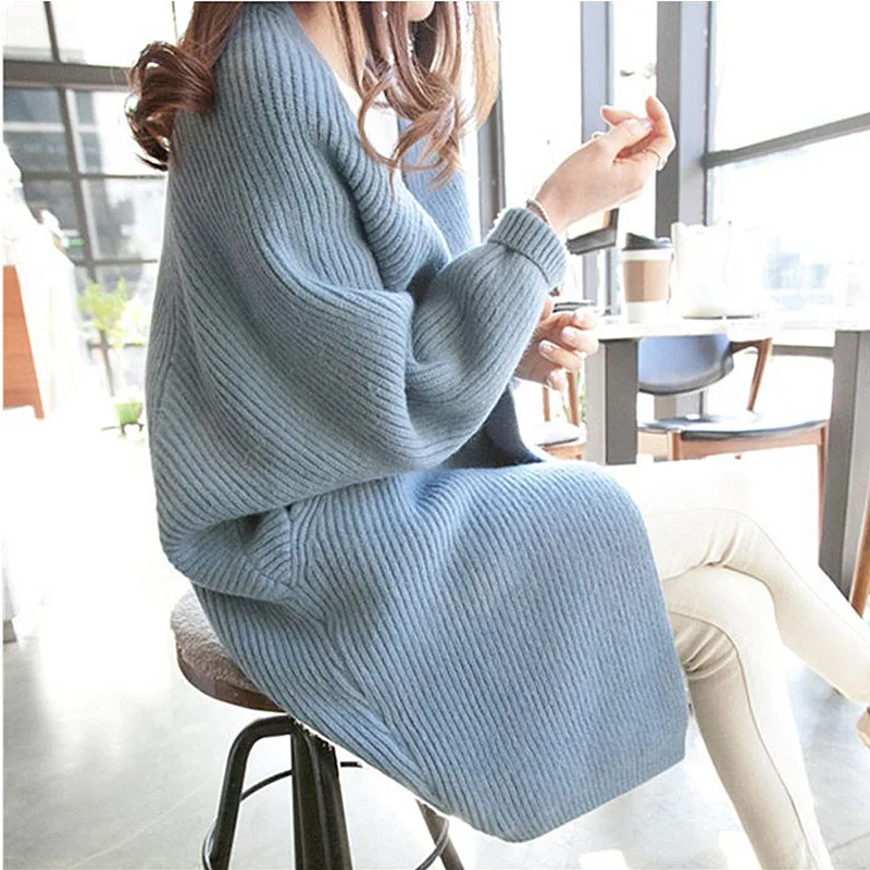 

Korean Long Cardigan Women Sweater 2021 Autumn Winter Fashion Batwing Sleeve Knitted Sweaters Loose Ladies Cardigans Knitwear