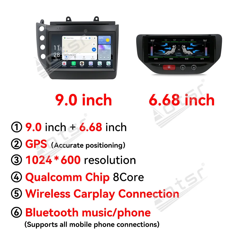 9-дюймовый автомобильный радиоприемник Qualcomm Android 13 CarPlay для Masserati GT 2007-2015