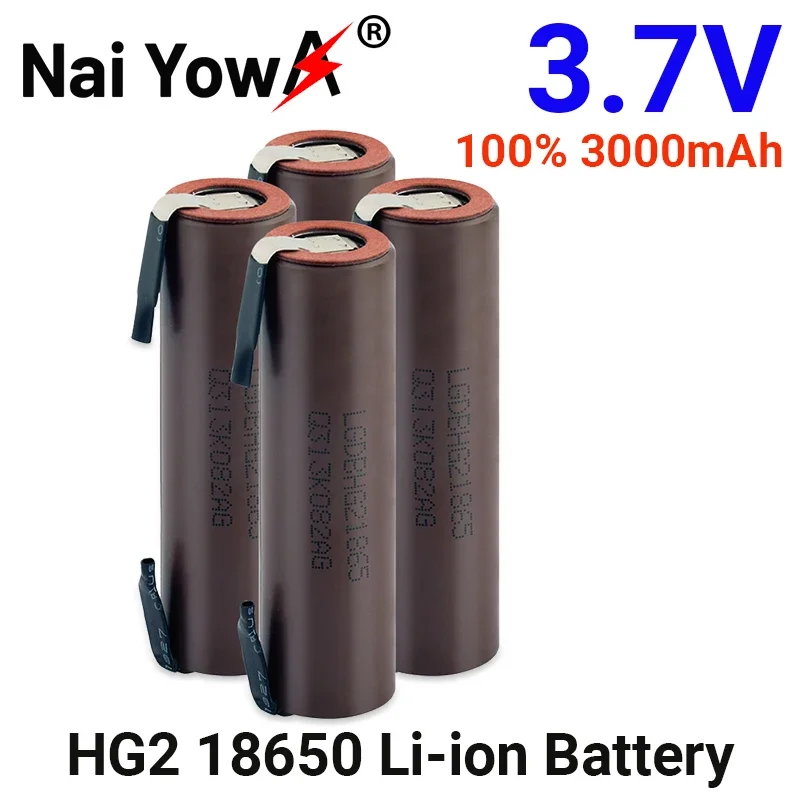 

Original Battery 18650 HG2 3000mAh with Strips Soldered Batteries for Screwdrivers 30A High Current + DIY Nickel Inr18650 Hg2