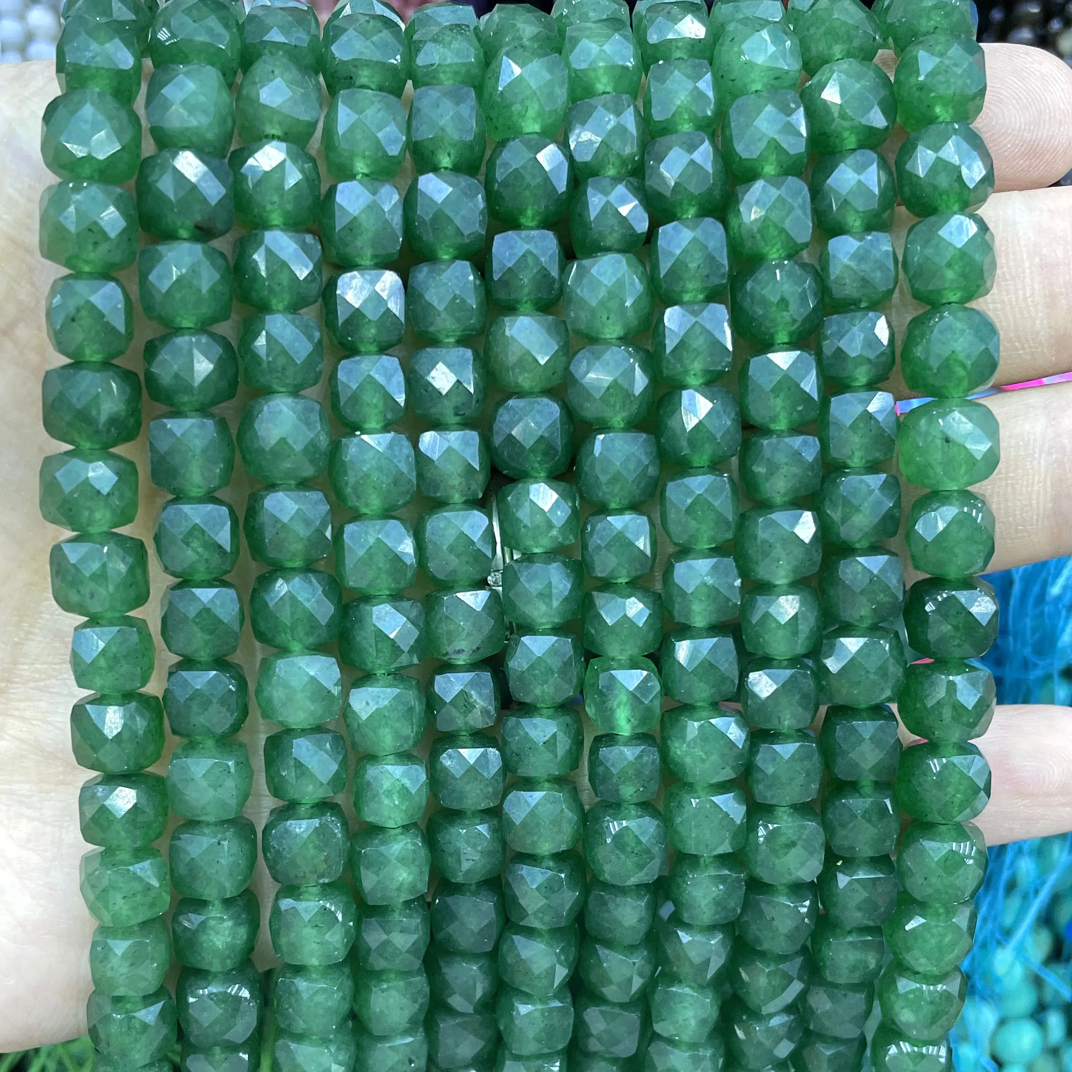 Бусины Из Натурального халцедона и изумруда 7-8 мм