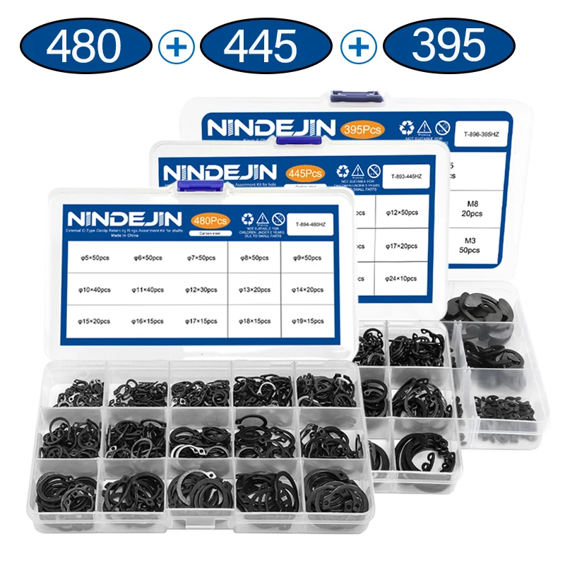 

NINDEJIN черный C Тип внешний стопорный набор Internal 5-19 19 внутренний набор Circlip Kit 8-24 24 углеродистая сталь E-clip набор колец M1.2-M15