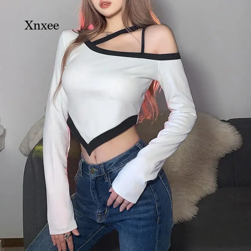 

Женская футболка с открытой спиной, однотонная короткая Приталенная футболка с прострочкой, весна-лето 2022