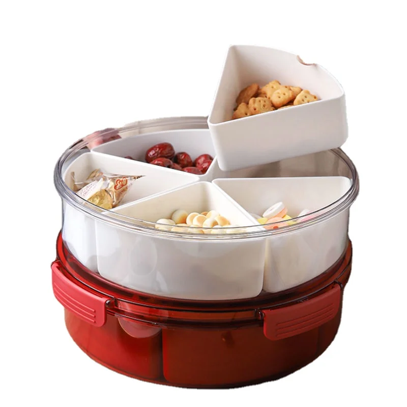 

Home tea table fruit light luxury nut plate living room modern compartmental fruit plate creative sealed snack storage box