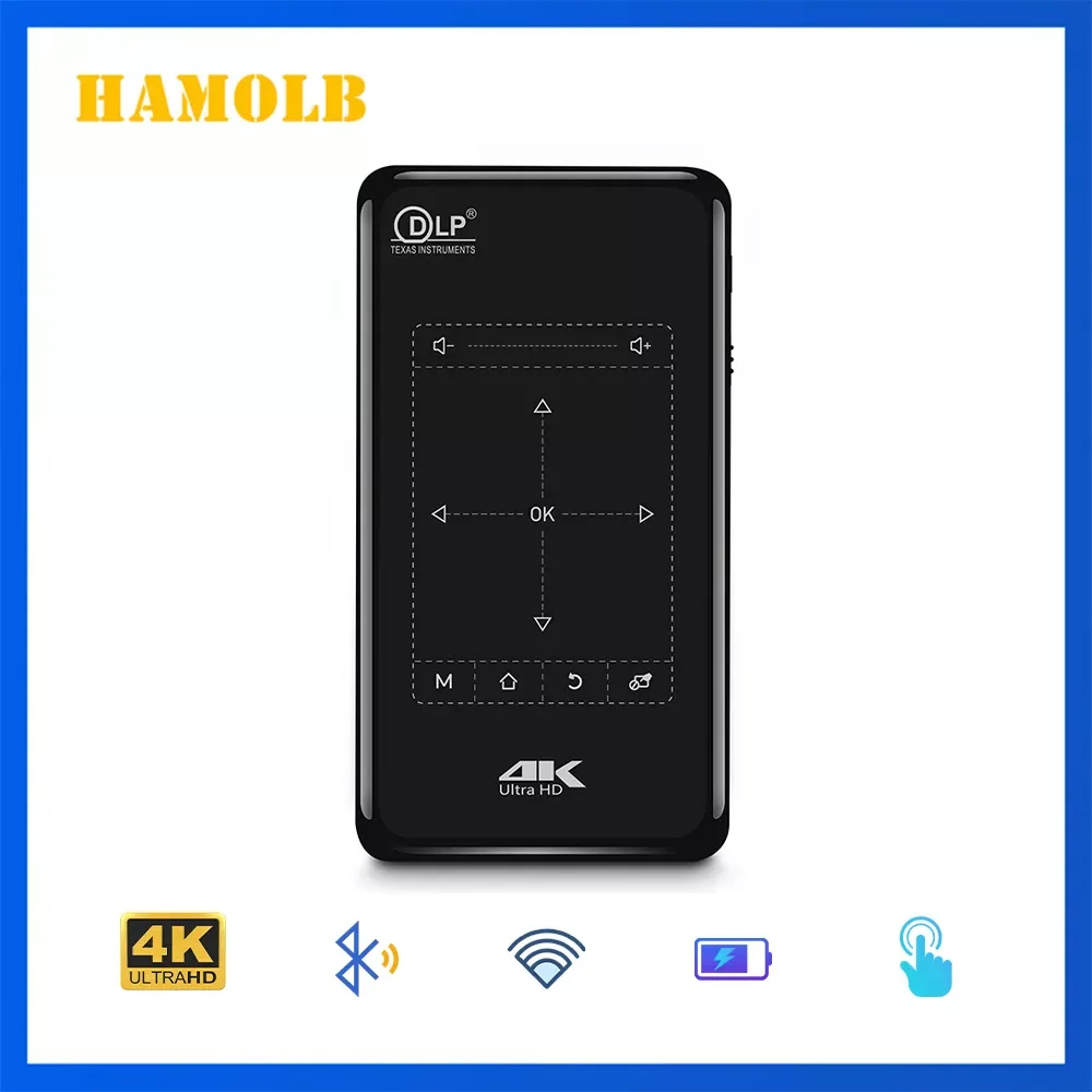 

NEW2023 P09 II DLP Projector 4K Android 9.0 System WiFi Bluetooth 1080P Support Portable Wireless Movie Video Home Theater
