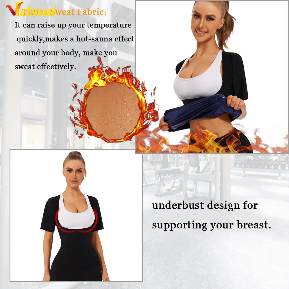 Velssut Sauna Top for Women Weight Loss Shirt Hot Sweat Tank Top Fitness Sportwear Fat Burning Slimming Body Shaper Workout Gym