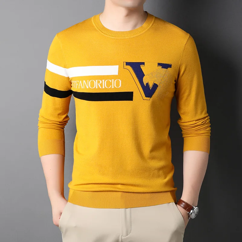 

Sweatshirt Top Design Luxury Cool New Fashion Plain Color Pullover Knitted Street Wear One-piece Sweater Casual Men's Wear 2023
