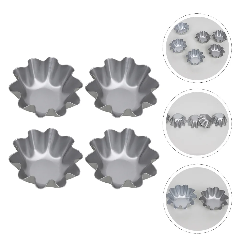 

4Pcs Egg Tart Molds Aluminum Cupcake Liners Muffin Wrapper Flower Egg Tart Accessories Cake Ramekin