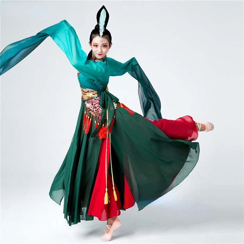 

Traditional Chinese Folk Dance Costume Female Yangko Dance Wear Adult Elegant Embroidery Fan Dance Performance Practice Clothes