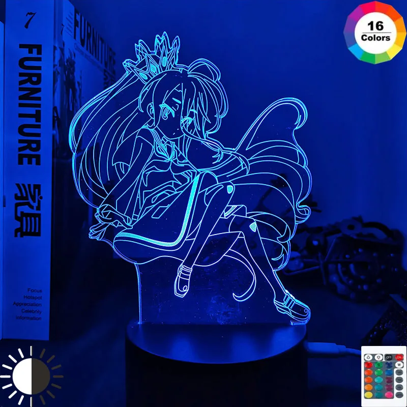 

Anime No Game No Life Shiro Led Night Light for Bedroom Decor Birthday Gift Night Lamp No Game No Life Shiro Light Gadget