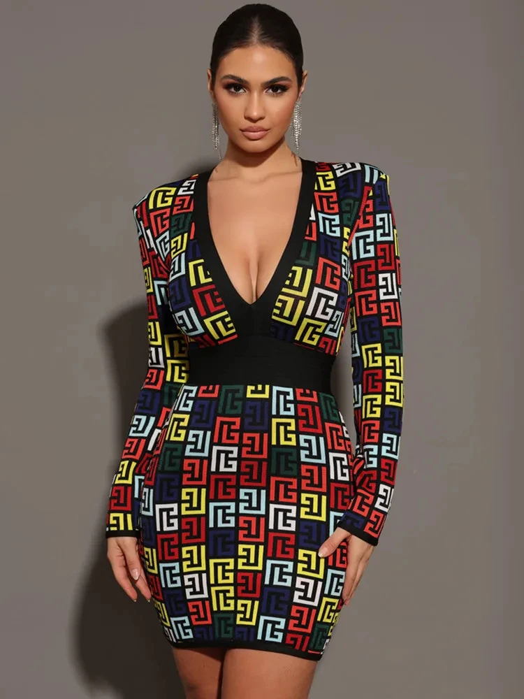 2024 женское сексуальное жаккардовое черное мини-облегающее бандажное платье