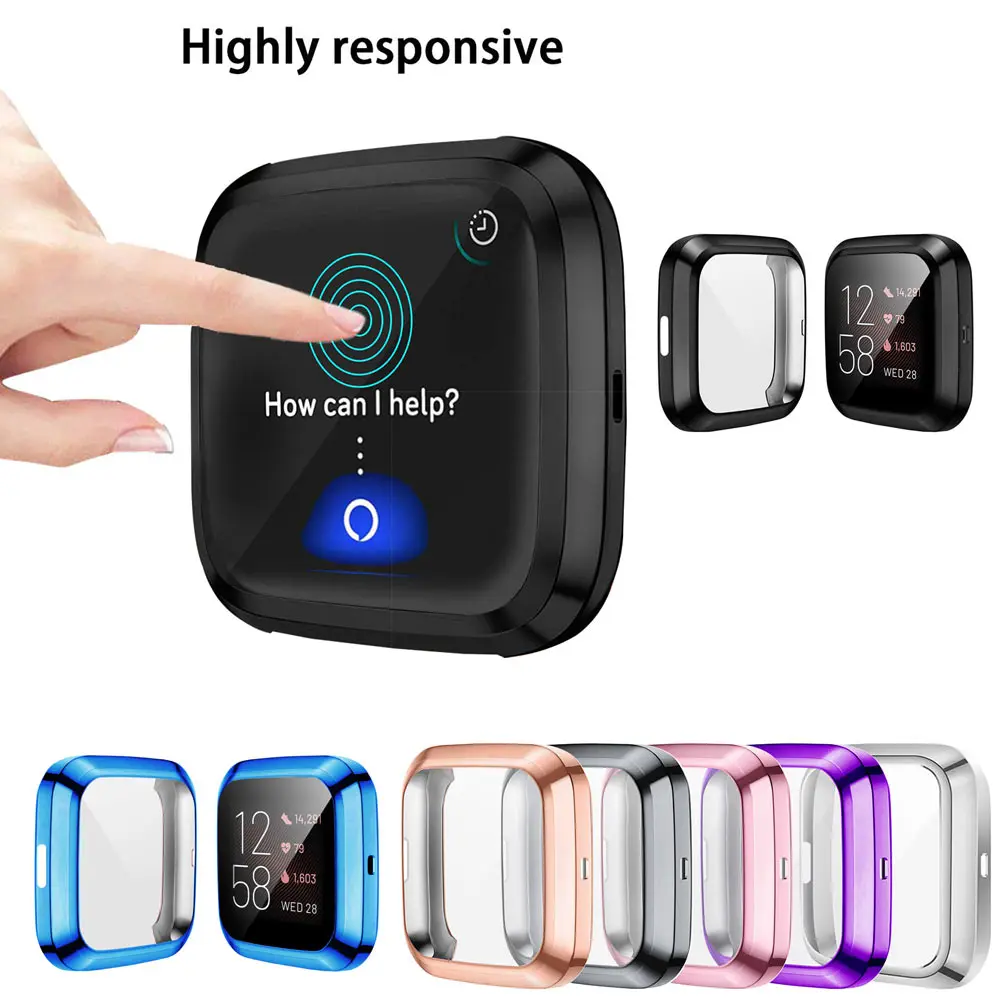 

Tpu cover for Fitbit Versa 2/versa lite Soft Waterproof smartwatch Shell full Screen Protector for versa 3/Sense Accessories