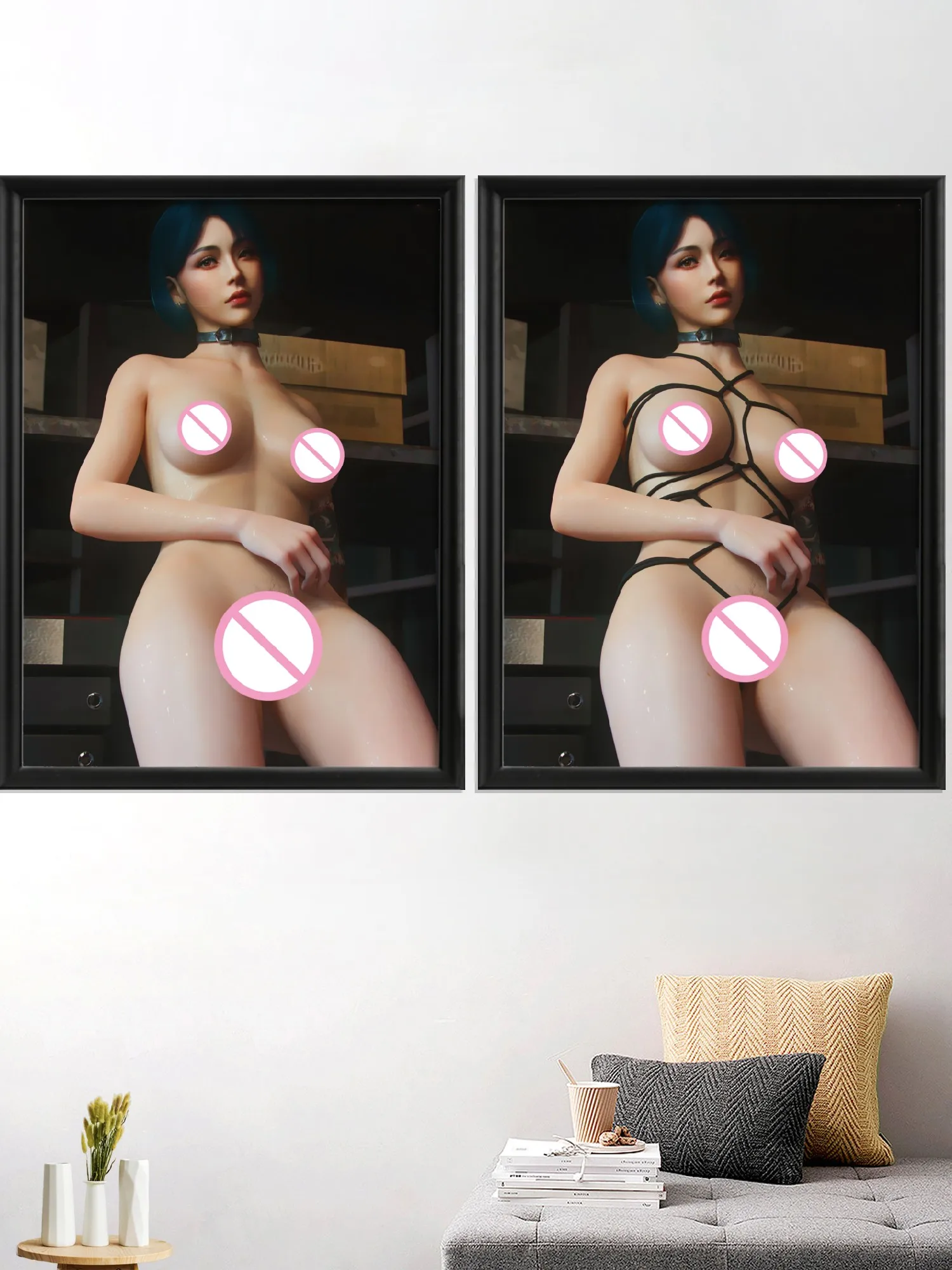 

3DCG сексуальная обнаженная девушка в стиле Kpop, корейский ПВХ костюм-кошка, художественный плакат, принты на стену, для гостиной, для спальни, ...