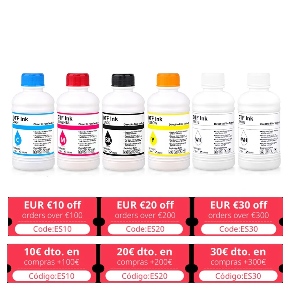 

6 шт. * 250 мл для печатающей пленки печатающей системы для Epson L1800 L800 L805 DX5 DX7 I3200 I4720 I5113, печатающая головка DTF 1BK-1C-1M-1Y-2WH