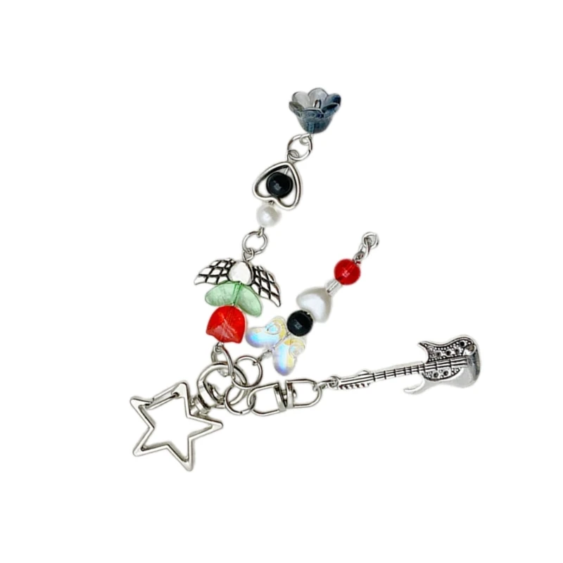 Модный брелок-брелок с гитарой и звездой из бисера для телефона брелок