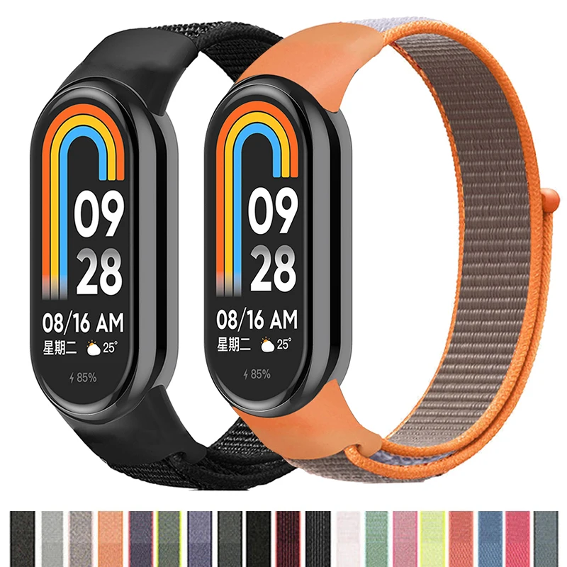 Ремешок нейлоновый для xiaomi Mi Band 8 7 6 5 4 3 сменный спортивный браслет смарт-часов