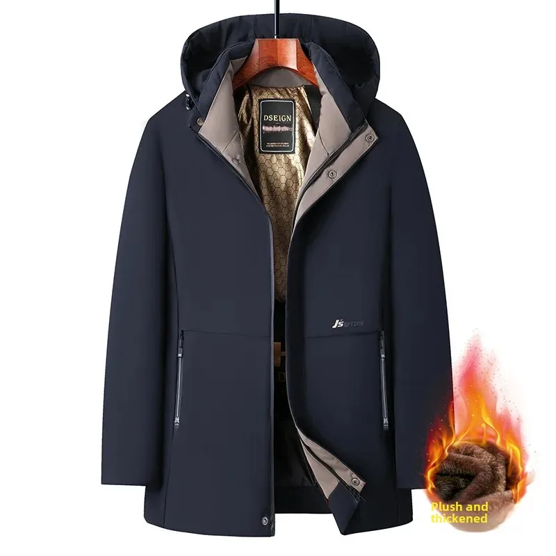 Новая зимняя мужская утолщенная куртка средней длины на флисовой подкладке