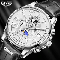 lige watch for men top brand luxury mens watches leather fashion casual wristwatch quartz chronograph waterproof clock relogio