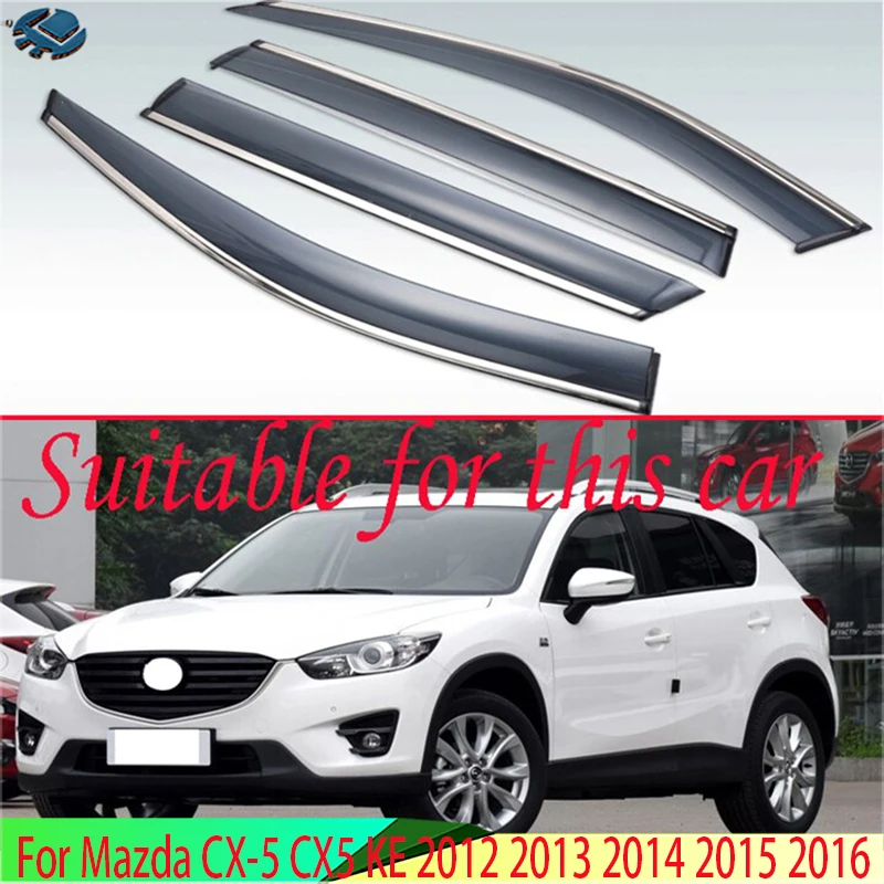

For Mazda CX-5 CX5 KE 2012 2013 2014 2015 2016 Plastic Exterior Visor Vent Shades Window Sun Rain Guard Deflector 4pcs