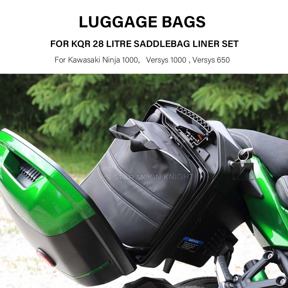 For KQR 28L Motorcycle SaddleBag For Kawasaki Versys 1000 650 Versys650 Ninja 1000 H2 SX Travel Waterproof Inner Luggage Bag