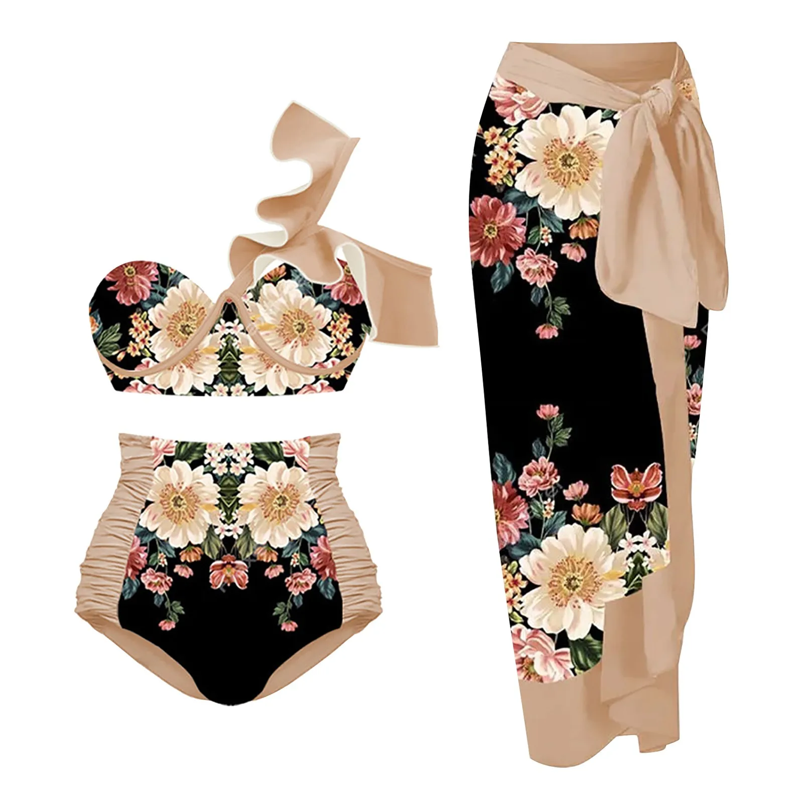 

Ladies Vintage Floral Print Swimsuit Set