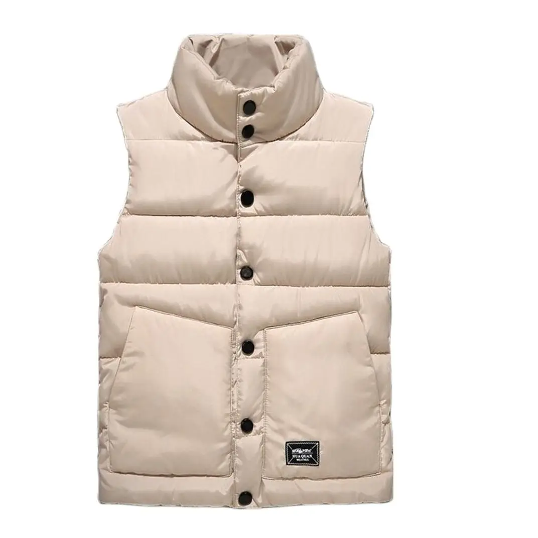 

Жилет пуховой хлопковый для мужчин и женщин, осенне-зимний плотный жилет, модный Приталенный жилет с вертикальным воротником и зажимом без рукавов, новинка 2023