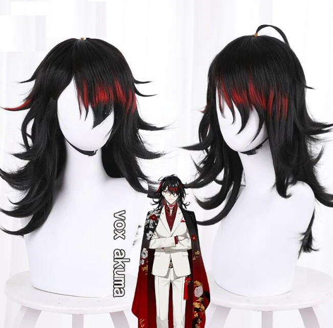 

Парик для косплея Vox Akuma, парик для косплея всабер, 「 HSIU 」 синтетический парик из волокна, черный, смешанный, красный, короткие волосы, Свободный парик, шапочка