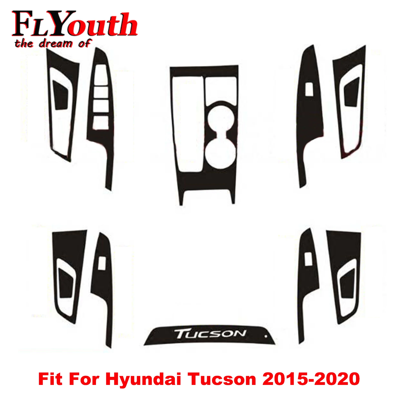 

Наклейка 5D из углеродного волокна для Hyundai Tucson 2015-2020, автомобильная панель переключения передач, держатель стакана для воды, панель, рамка, О...