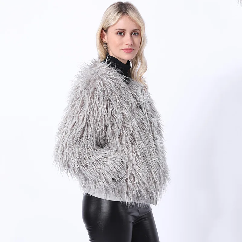 Women's Fur Jacket Faux Fur Coat Wool-like Women's Short Coat Faux Fur Coat