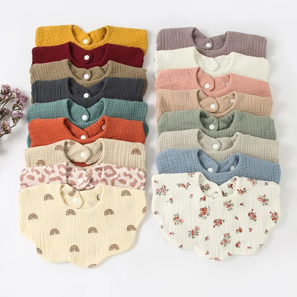 

Baby Saliva Towel Kids Cotton Gauze Printed Wavy Bibs Baby Products Lovely Multi-Color Burp Cloths Newborn Stuff for Boys Girls